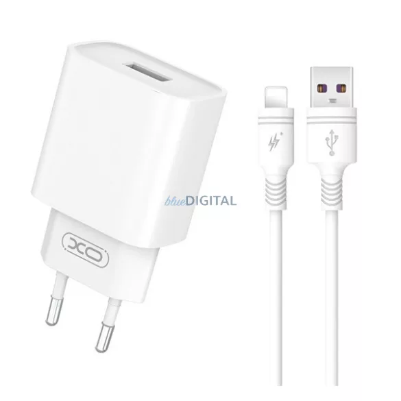XO CE02D hálózati töltő Type-C aljzat (18W, PD gyorstöltő + lightning kábel) FEHÉR
