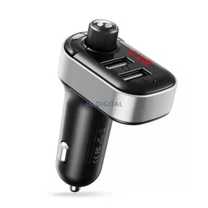 XO BCC10 bluetooth FM transmitter autós töltő 2 USB aljzat (v5.0, 15W, gyorstöltő, LED kijelző) FEKETE