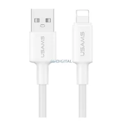   USAMS U90 adatkábel (USB - lightning, 2.4A, gyorstöltő, 100cm) FEHÉR Apple IPAD (3rd Generation), iPhone SE 2 (2020), iPhone 12 mini