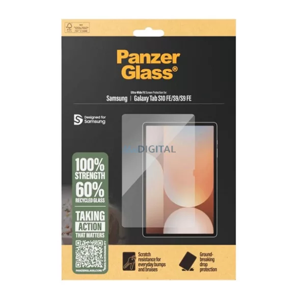 PANZERGLASS képernyővédő üveg (3D, ütésállóság, 9H) ÁTLÁTSZÓ Samsung Galaxy Tab S10 FE WIFI (SM-X526), Galaxy Tab S10 FE LTE (SM-X520), Galaxy Tab S9 LTE (SM-X716)