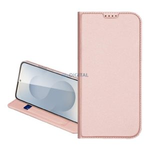 DUX DUCIS SKIN PRO tok álló, bőr hatású (FLIP, oldalra nyíló, kártyazseb, asztali tartó) RÓZSASZÍN Samsung Galaxy S26 Plus (SM-S947)