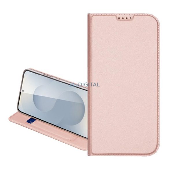 DUX DUCIS SKIN PRO tok álló, bőr hatású (FLIP, oldalra nyíló, kártyazseb, asztali tartó) RÓZSASZÍN Samsung Galaxy S26 Plus (SM-S947)