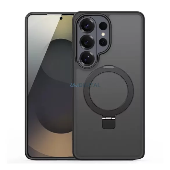 DUX DUCIS YIND szilikon telefonvédő (ütésállóság, kameravédő, matt, MagSafe, kitámasztó) FEKETE Samsung Galaxy S26 Ultra (SM-S948)