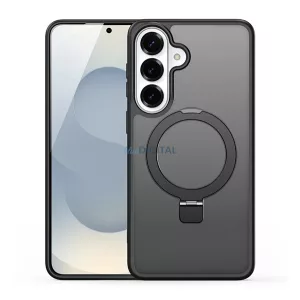 DUX DUCIS YIND szilikon telefonvédő (ütésállóság, kameravédő, matt, MagSafe, kitámasztó) FEKETE Samsung Galaxy S26 (SM-S942)