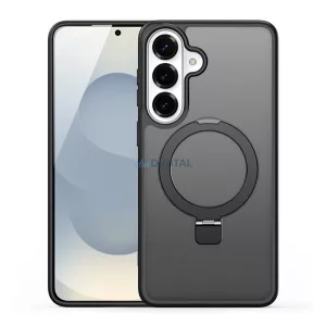 DUX DUCIS YIND szilikon telefonvédő (ütésállóság, kameravédő, matt, MagSafe, kitámasztó) FEKETE Samsung Galaxy S26 Plus (SM-S947)