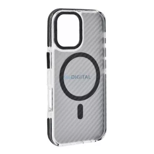 Szilikon telefonvédő (ütésállóság, légpárnás sarok, karbon minta, wireless, MagSafe) FEKETE Samsung Galaxy S26 Plus (SM-S947)