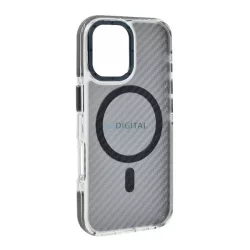   Szilikon telefonvédő (ütésállóság, légpárnás sarok, karbon minta, wireless, MagSafe) SÖTÉTSZÜRKE Samsung Galaxy S26 Plus (SM-S947)