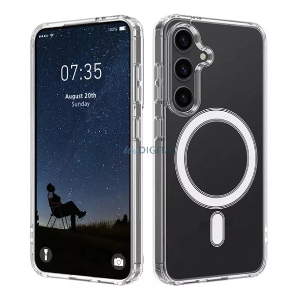 Szilikon telefonvédő (ütésállóság, légpárnás sarok, MagSafe) ÁTLÁTSZÓ Samsung Galaxy S26 Plus (SM-S947)