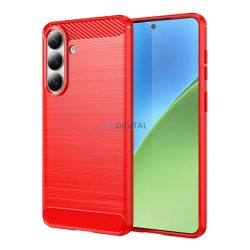   Szilikon telefonvédő (ütésállóság, légpárnás sarok, szálcsiszolt, karbon minta) PIROS Samsung Galaxy S26 Plus (SM-S947)