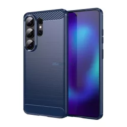   Szilikon telefonvédő (ütésállóság, légpárnás sarok, szálcsiszolt, karbon minta) SÖTÉTKÉK Samsung Galaxy S26 Ultra (SM-S948)