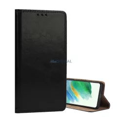   Tok álló, valódi bőr (FLIP, oldalra nyíló, asztali tartó) FEKETE Samsung Galaxy S26 Plus (SM-S947)