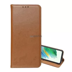   Tok álló, valódi bőr (FLIP, oldalra nyíló, asztali tartó) VILÁGOSBARNA Samsung Galaxy S26 (SM-S942)