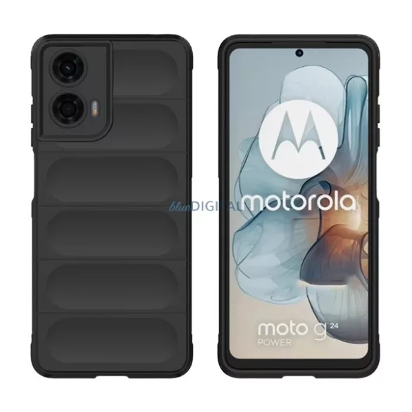 Szilikon telefonvédő (ütésállóság, kameravédő, 3D) FEKETE Motorola Moto G24 Power (XT2425)