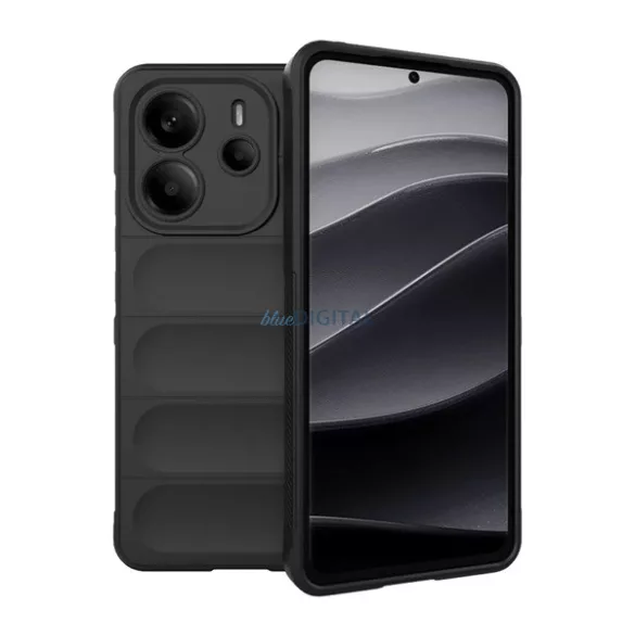 Szilikon telefonvédő (ütésállóság, kameravédő, 3D) FEKETE Xiaomi Redmi Note 14 4G