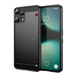   Szilikon telefonvédő (ütésállóság, légpárnás sarok, szálcsiszolt, karbon minta) FEKETE Nothing Phone (3a) Lite
