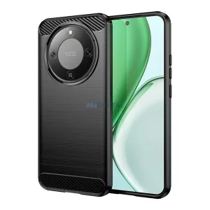 Szilikon telefonvédő (ütésállóság, légpárnás sarok, szálcsiszolt, karbon minta) FEKETE Honor Magic 8 Lite