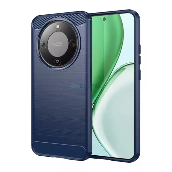 Szilikon telefonvédő (ütésállóság, légpárnás sarok, szálcsiszolt, karbon minta) SÖTÉTKÉK Honor Magic 8 Lite