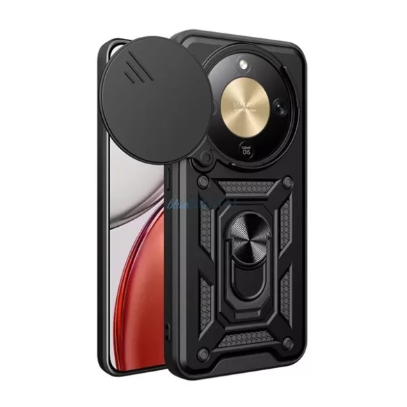 Defender szilikon telefonvédő (ütésállóság, tartógyűrű, kameravédő) FEKETE Honor Magic 8 Lite