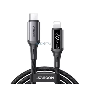 JOYROOM STARFLIGHT adatkábel (USB - lightning, 30W, PD gyorstöltő, LED jelzés, 120cm) FEKETE Apple IPAD, IPAD 2, IPAD (3rd Generation)