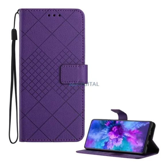 Tok álló, bőr hatású (FLIP, oldalra nyíló, asztali tartó, négyzet, prémium) LILA Honor Magic 8 Lite