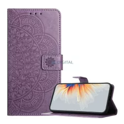   Tok álló, bőr hatású (FLIP, oldalra nyíló, asztali tartó, bankkártya tartó, kézpánt, mandala) LILA