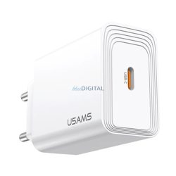  USAMS T69 hálózati töltő Type-C aljzat (30W, PD gyorstöltő 3.0) FEHÉR