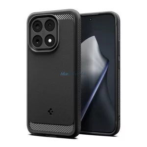 SPIGEN RUGGED ARMOR szilikon telefonvédő (ütésállóság, légpárnás sarok, karbon minta) FEKETE Xiaomi 15T
