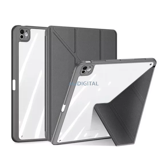 DUX DUCIS MAGI ORIGAMI tok álló, bőr hatású (aktív FLIP, oldalra nyíló, TRIFOLD, asztali tartó, ceruza tartó) SZÜRKE Apple IPAD Pro 11 (2024), IPAD Pro 11 (2025)