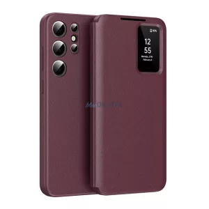 Tok álló (aktív FLIP, oldalra nyíló, Smart View Cover) BORDÓ Samsung Galaxy S26 Ultra (SM-S948)