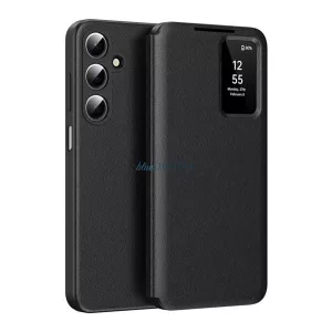 Tok álló (aktív FLIP, oldalra nyíló, Smart View Cover) FEKETE Samsung Galaxy A17 5G (SM-A176), Galaxy A17 4G (SM-A175)