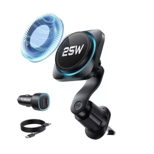 ESR OMNILOCK CRY0BOOST autós tartó (szellőzőre, mágneses, LED, 25W, wireless, gyorstöltő, Qi2 + autós töltő) FEKETE Apple iPhone 12, iPhone 12 Pro, iPhone 12 Pro Max