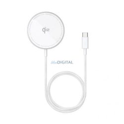   BASEUS SIMPLE MINI4 asztali töltő (15W, wireless, gyorstöltő, MagSafe, Qi2) EZÜST Apple iPhone Air, Google Pixel 10, Google Pixel 10 Pro