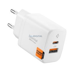   SPIGEN ESSENTIAL EE202EU hálózati töltő USB+Type-C aljzat (20W, gyorstöltő) FEHÉR