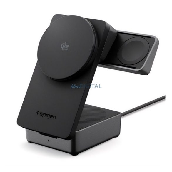 SPIGEN ESSENTIAL EF323MQ asztali töltő 3in1 (25W, gyorstöltő, wireless, MagSafe, Airpods, Apple Watch töltő) FEKETE Apple iPhone 12, iPhone 12 Pro, iPhone 12 Pro Max