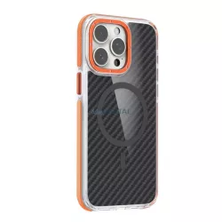   Szilikon telefonvédő (ütésállóság, légpárnás sarok, karbon minta, wireless, MagSafe) NARANCSSÁRGA Xiaomi Redmi Note 15 Pro 4G