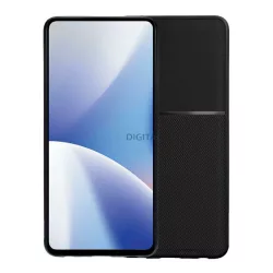   Szilikon telefonvédő (ütésállóság, mágneses, bőr hatású hátlap, csíkos) FEKETE Xiaomi Redmi Note 15 5G