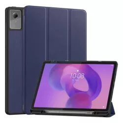   Tok álló, bőr hatású (aktív FLIP, oldalra nyíló, TRIFOLD, asztali tartó, ceruza tartó) SÖTÉTKÉK Lenovo Idea Tab Plus (TB361FU)