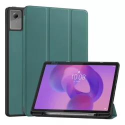   Tok álló, bőr hatású (aktív FLIP, oldalra nyíló, TRIFOLD, asztali tartó, ceruza tartó) SÖTÉTZÖLD Lenovo Idea Tab Plus (TB361FU)