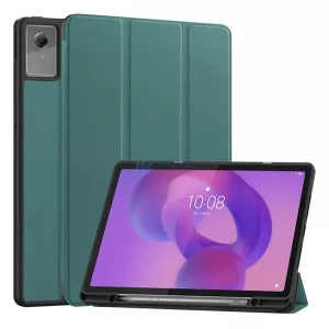 Tok álló, bőr hatású (aktív FLIP, oldalra nyíló, TRIFOLD, asztali tartó, ceruza tartó) SÖTÉTZÖLD Lenovo Idea Tab Plus (TB361FU)