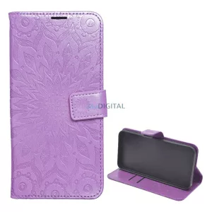 Tok álló, bőr hatású (FLIP, oldalra nyíló, asztali tartó, kézpánt, mandala) LILA Xiaomi Redmi Note 15 5G