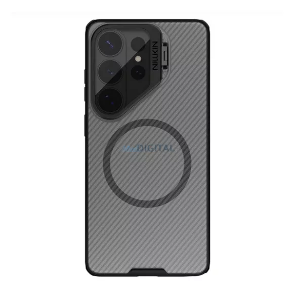 NILLKIN CAMSHIELD PRO MAGNETIC műanyag telefonvédő (ütésállóság, kameravédő, mágneses, csíkos, MagSafe) ÁTLÁTSZÓ/FEKETE Samsung Galaxy S26 Ultra (SM-S948)