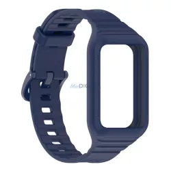   Pótszíj (egyedi méret, szilikon, ütésállóság + szilikon keret) SÖTÉTKÉK Honor Band 9, Band 10