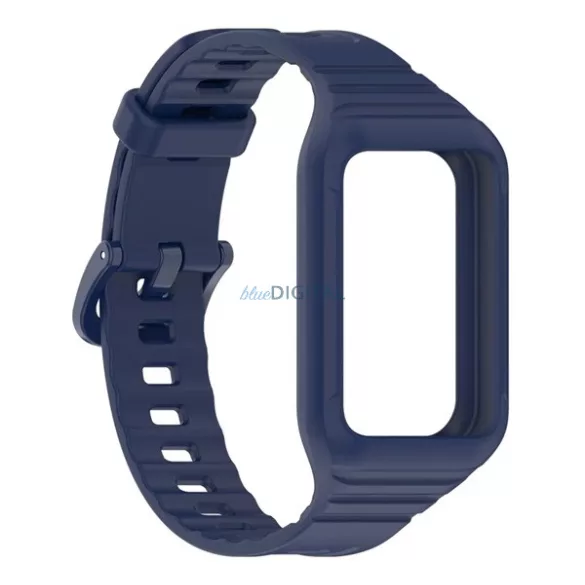 Pótszíj (egyedi méret, szilikon, ütésállóság + szilikon keret) SÖTÉTKÉK Honor Band 9, Band 10