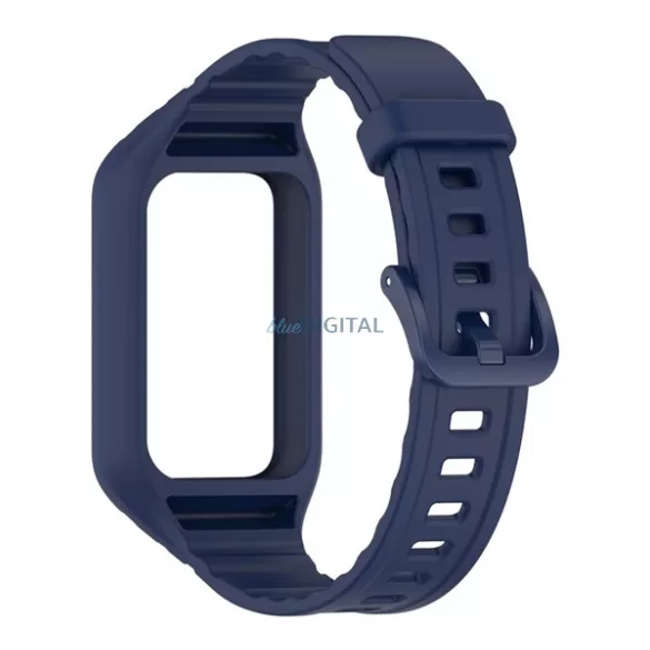 Pótszíj (egyedi méret, szilikon, ütésállóság + szilikon keret) SÖTÉTKÉK Honor Band 9, Band 10