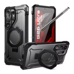   SUPCASE UNICORN BEETLE GRIP MAG defender műanyag telefonvédő (erős ütésállóság, kitámasztó, Magsafe) FEKETE Samsung Galaxy S26 Ultra (SM-S948)
