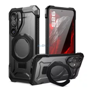 SUPCASE UNICORN BEETLE GRIP MAG defender műanyag telefonvédő (erős ütésállóság, kitámasztó, Magsafe) FEKETE Samsung Galaxy S26 (SM-S942)