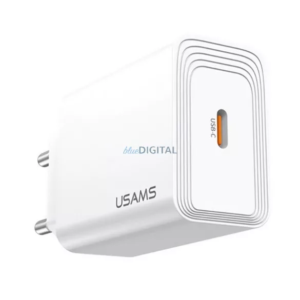 USAMS T69 hálózati töltő Type-C aljzat (20W, gyorstöltő 3.0) FEHÉR