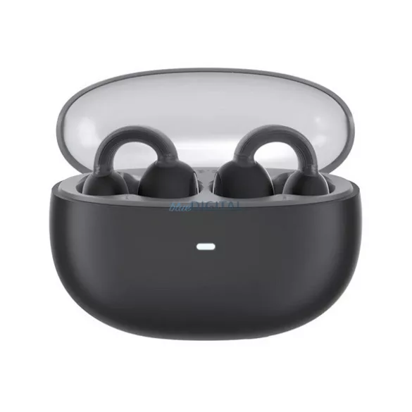 BASEUS AIRGO 1 RING bluetooth fülhallgató SZTEREO (v5.3, TWS, fülre akasztható, mikrofon + töltőtok) FEKETE