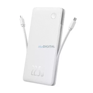 BASEUS AIRPOW LITE vésztöltő USB+Type-C aljzat (10000mAh, 22.5W, PD gyorstöltő, LED jelzés + fix Type-C kábel) FEHÉR
