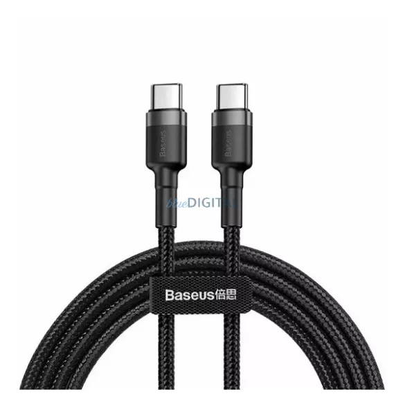BASEUS CAFULE adatkábel 2db (Type-C - Type-C, 60W, PD gyorstöltő, 200cm) FEKETE/SÖTÉTSZÜRKE